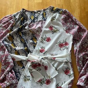 Gimmicks Floral and Snake Print Wrap Top